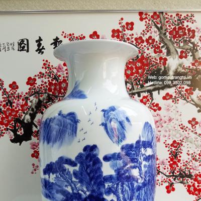 Bình men chàm họa tiết Sơn Thủy